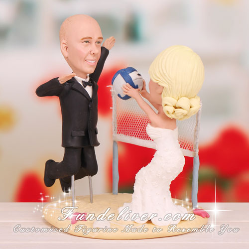 Sand Volleyball Wedding Cake Toppers - Click Image to Close